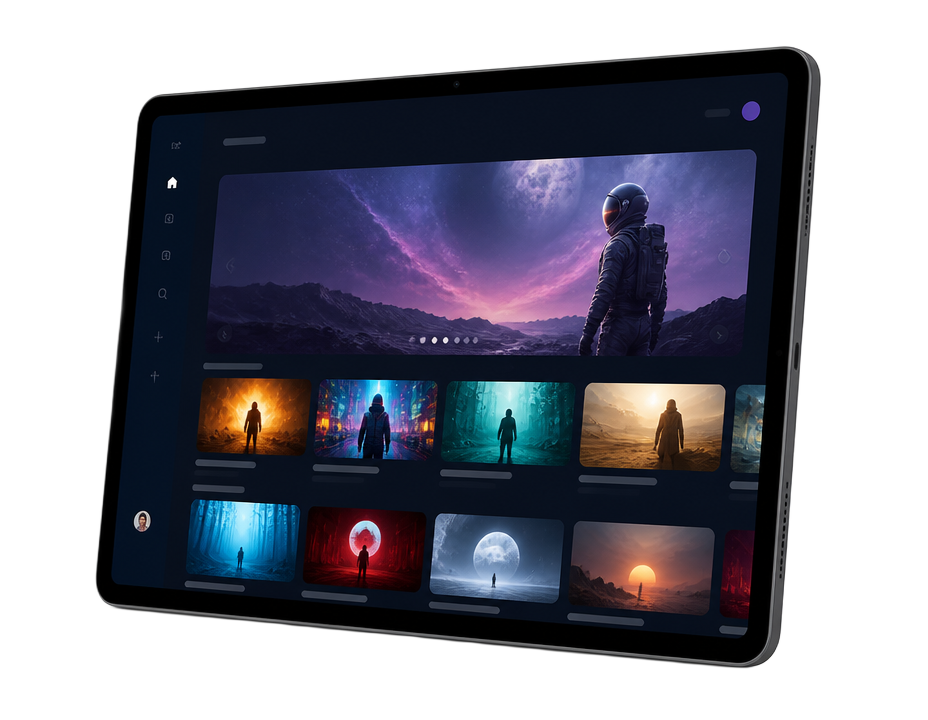 Tablet displaying the Zurgast streaming interface